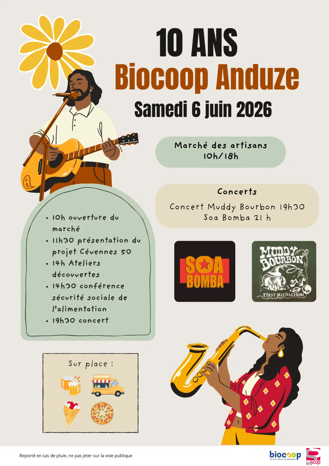 Afichi oficial 10 ans Biocoòp d’Anduse e 40 ans ret Biocoòp nacional, 6 de junh de 2026